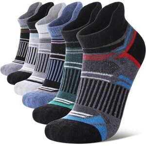 6 Pair Unisex Merino Wool Ankle Compression Support Thick Cushion No Show Socks